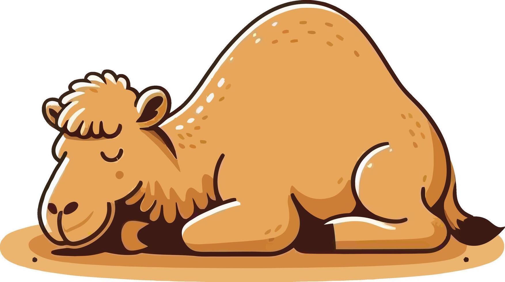 A cartoon camel lying down on the ground vector