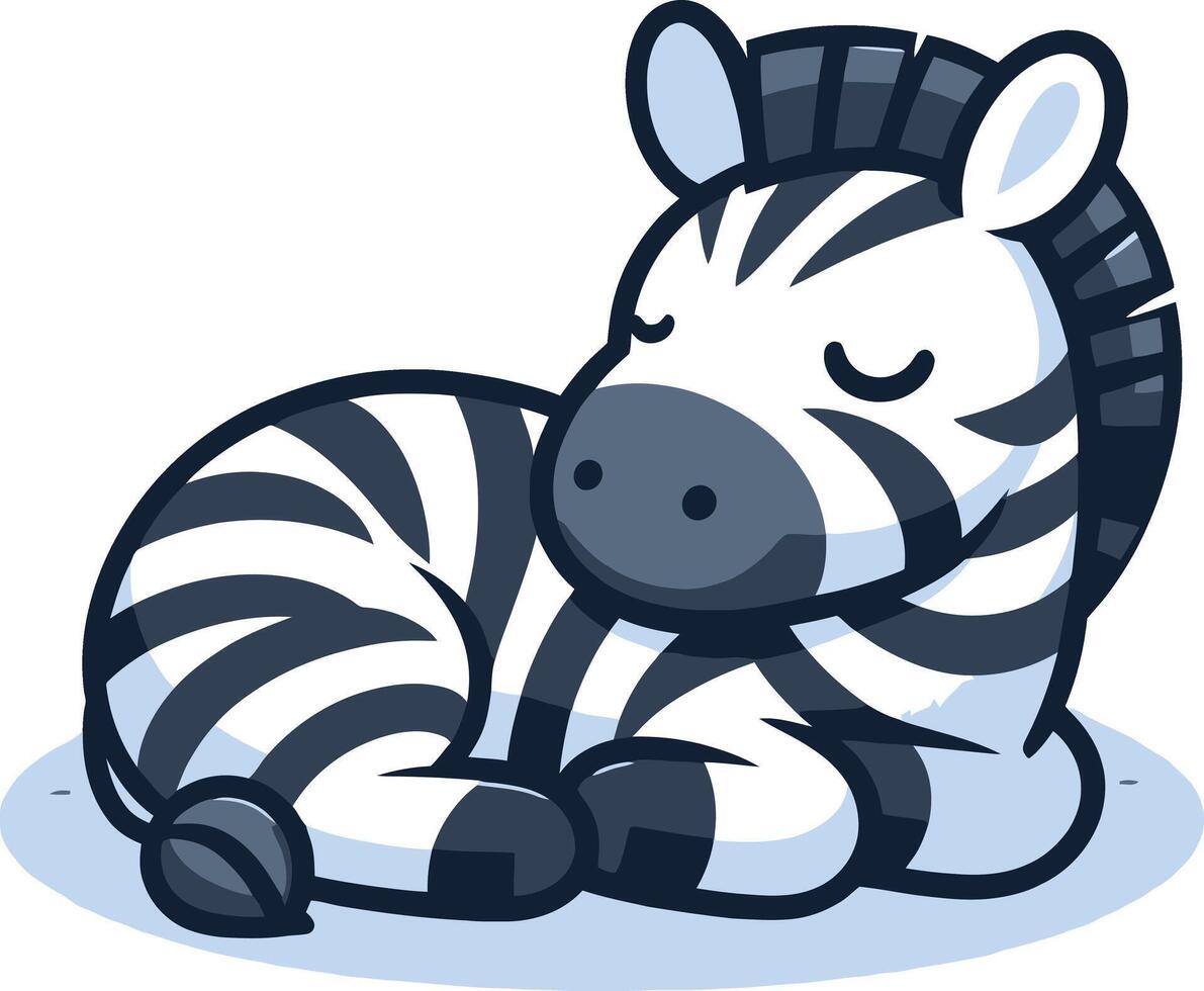 A cartoon zebra sleeping on the ground vector