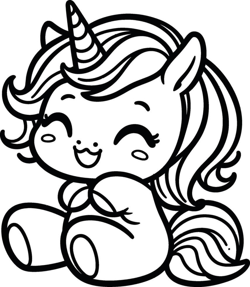 unicorn Coloring pages for kids vector