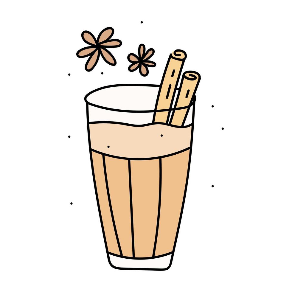 illustration - masala chai in the glass. vector