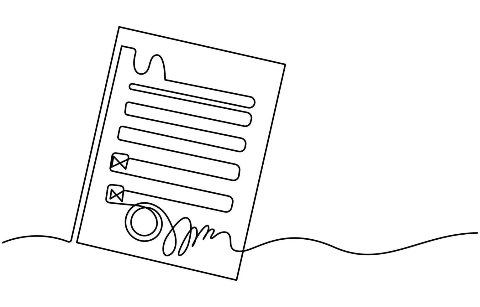 Clipboard with checklist continuous one line drawing simple line illustration vector