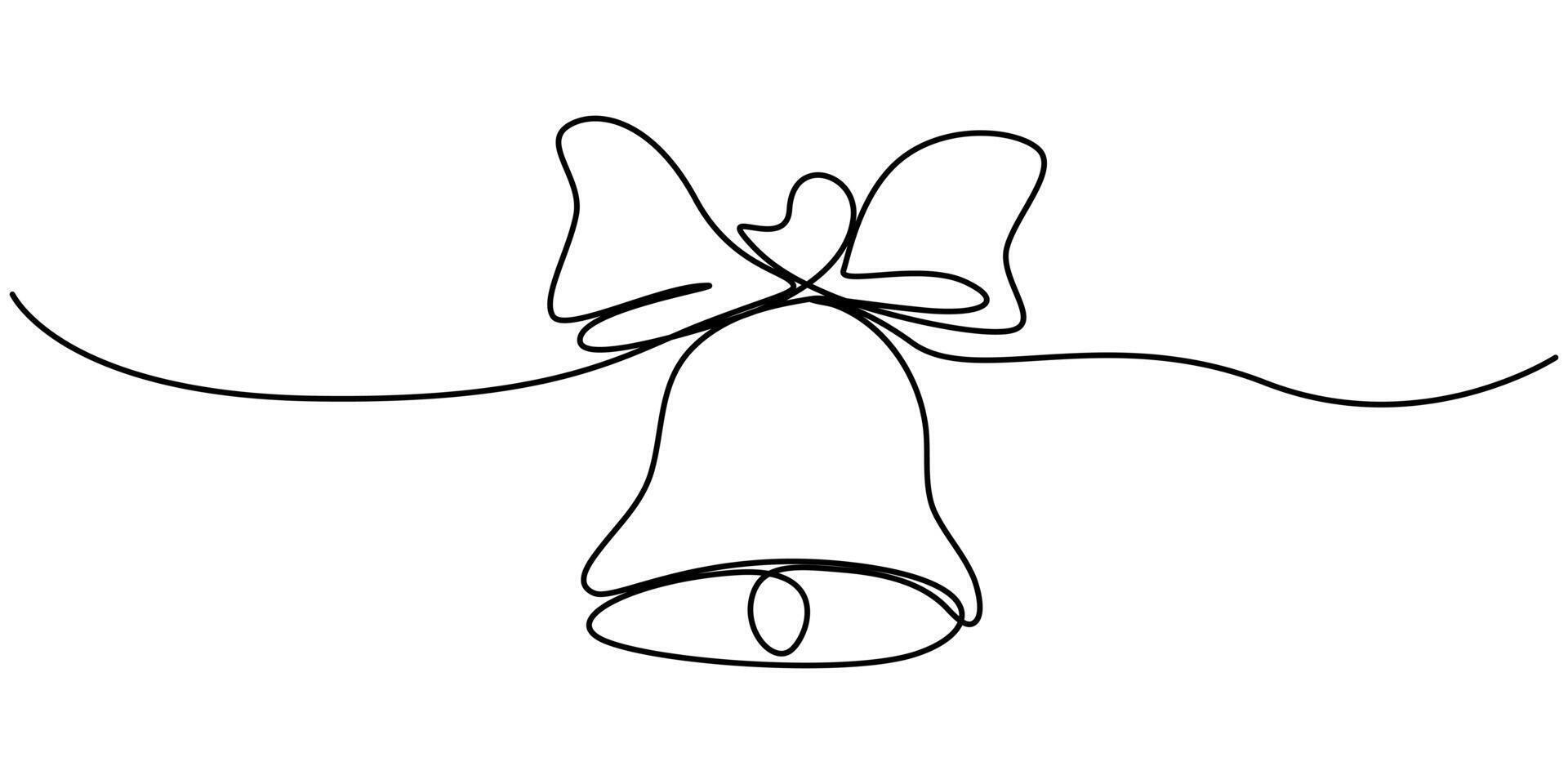 bell drawn with one continuous line illustration vector