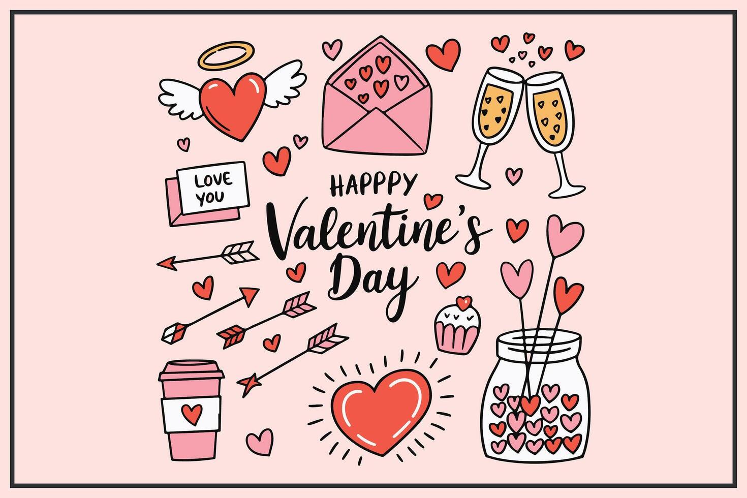 Symbols of Love and Affection for Valentine's Day vector