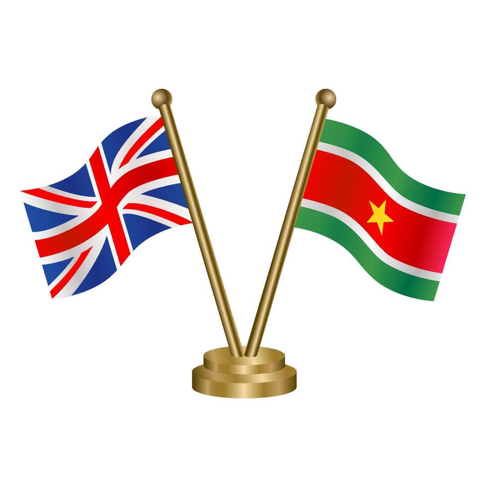 United Kingdom and Suriname table flag. Illustration vector