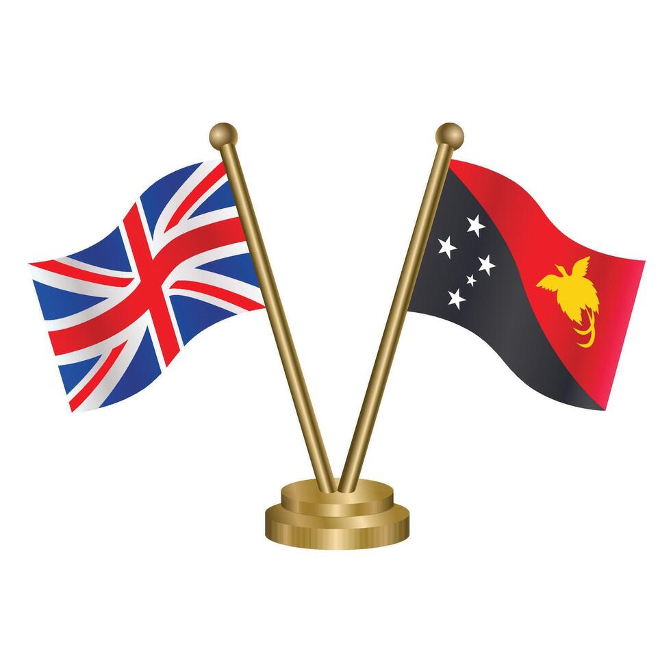 United Kingdom and Papua New Guinea table flag. Illustration vector