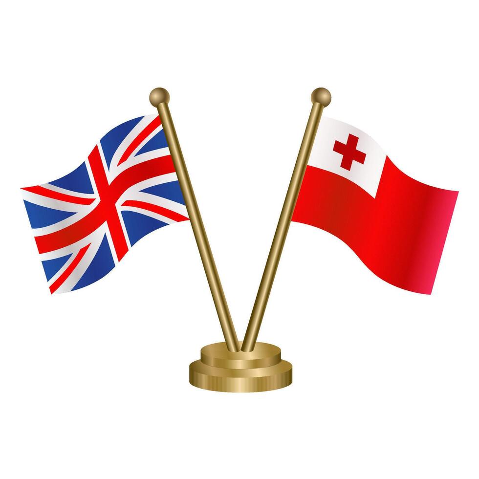 United Kingdom and Tonga table flag. Illustration vector