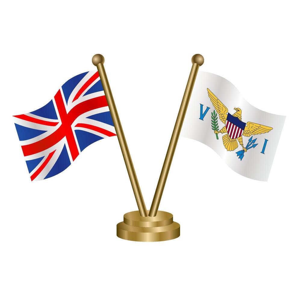 United Kingdom and Us Virgin Islands table flag. Illustration vector