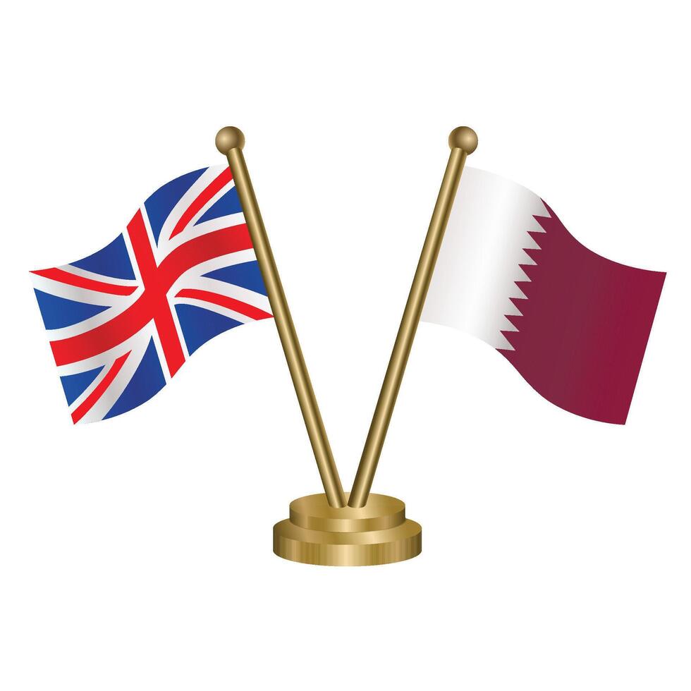 United Kingdom and Qatar table flag. Illustration vector