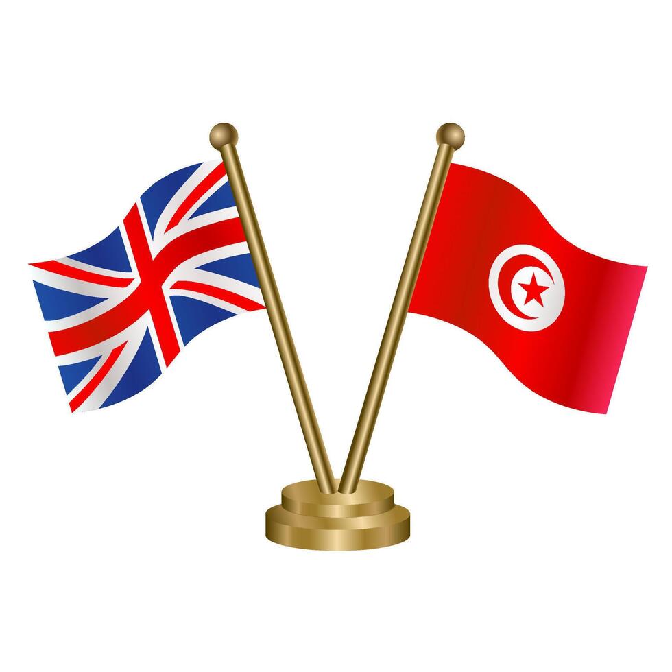 United Kingdom and Tunisia table flag. Illustration vector