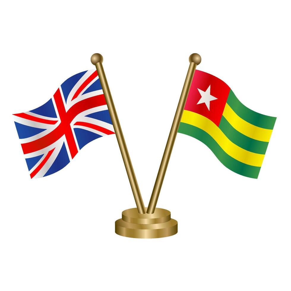 United Kingdom and Togo table flag. Illustration vector