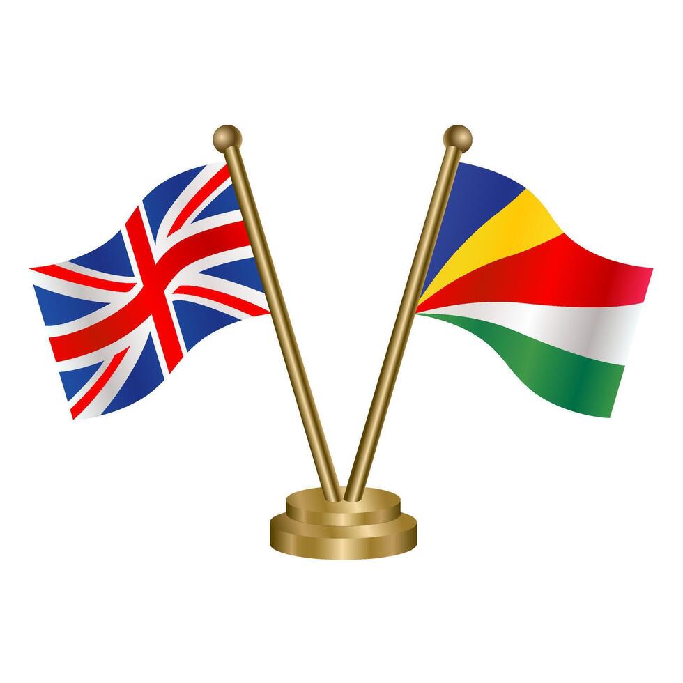 United Kingdom and Seychelles table flag. Illustration vector