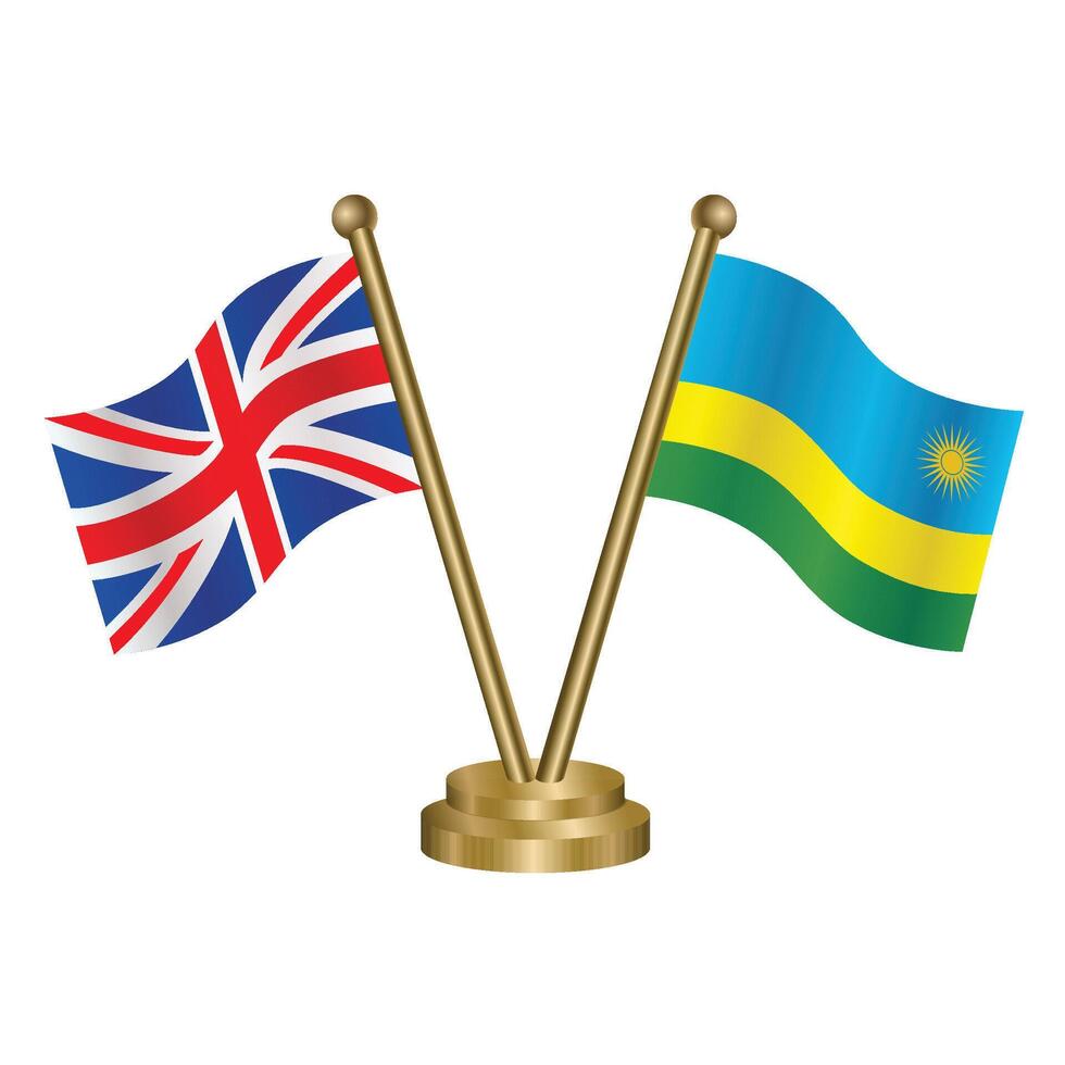 United Kingdom and Rwanda table flag. Illustration vector