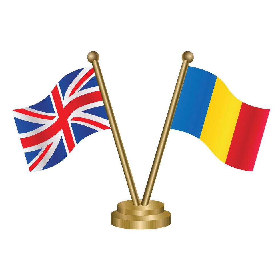 United Kingdom and Romania table flag. Illustration vector