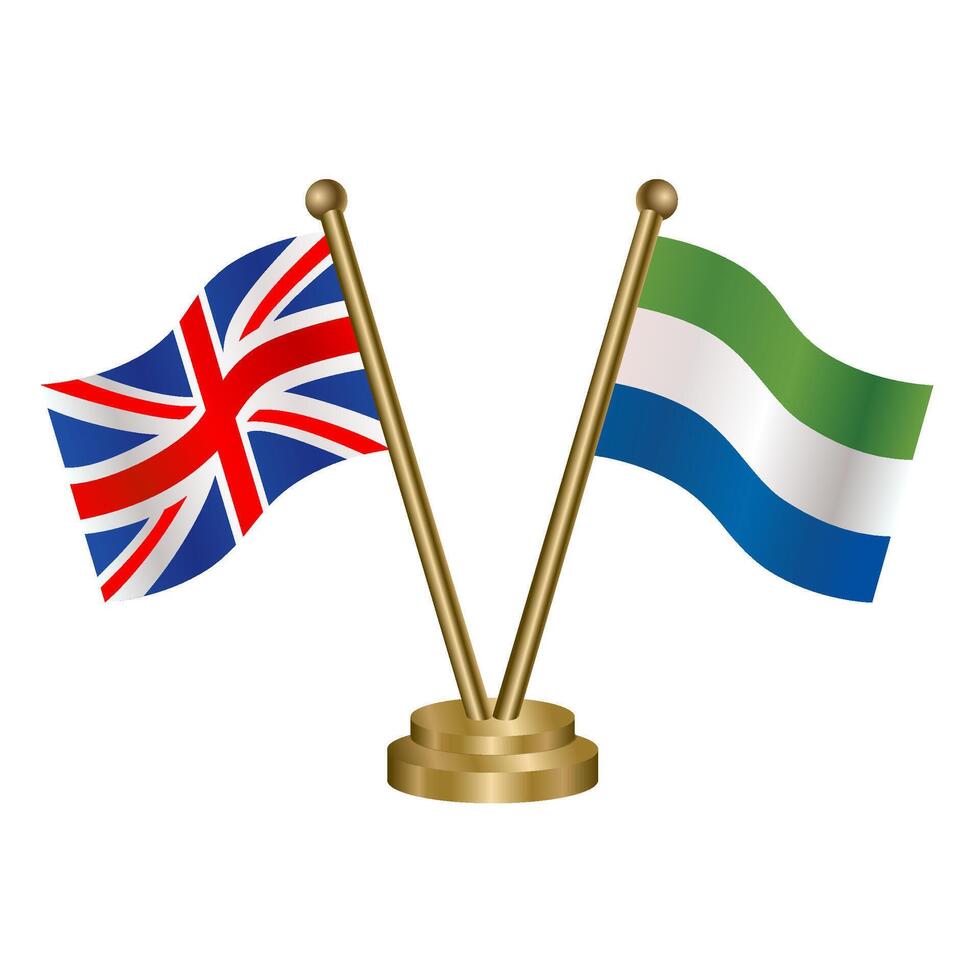 United Kingdom and Sierra Leone table flag. Illustration vector
