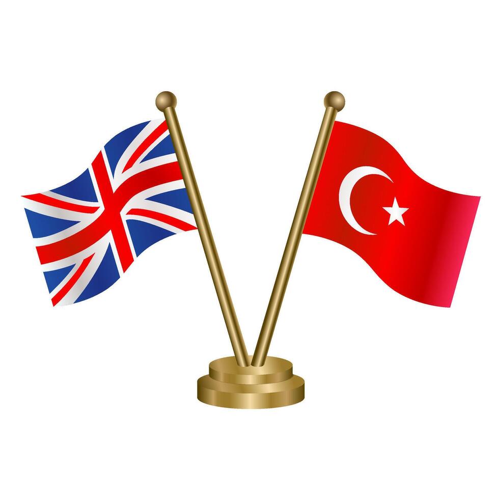 United Kingdom and Turkey table flag. Illustration vector