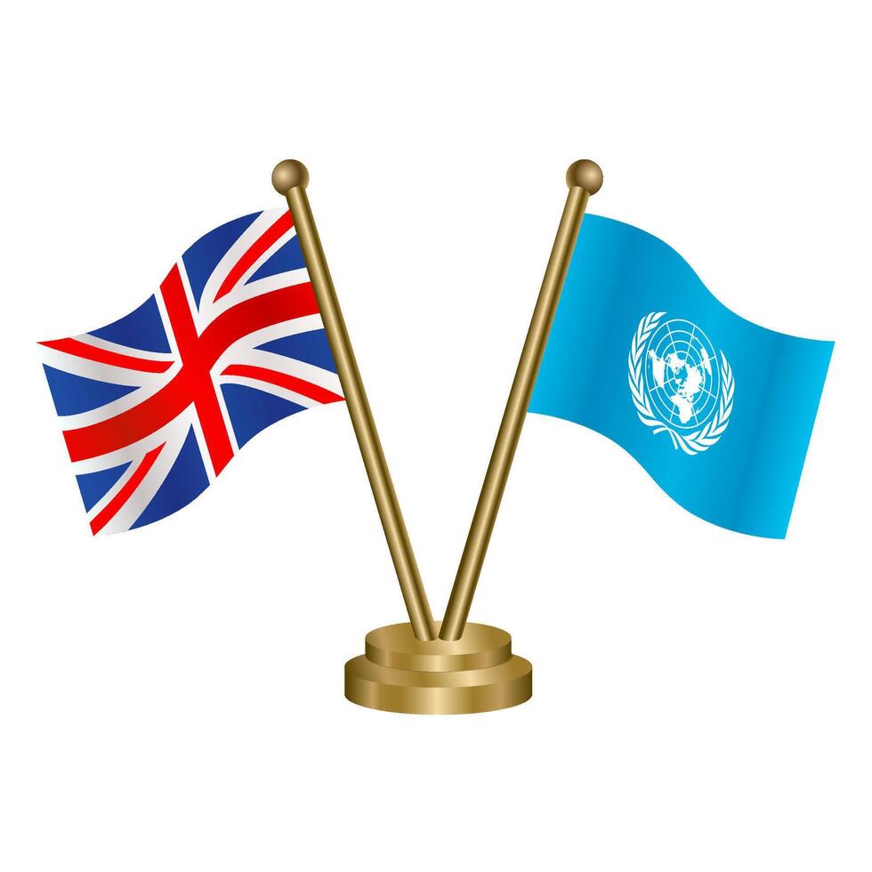 United Kingdom and United Nations table flag. Illustration vector