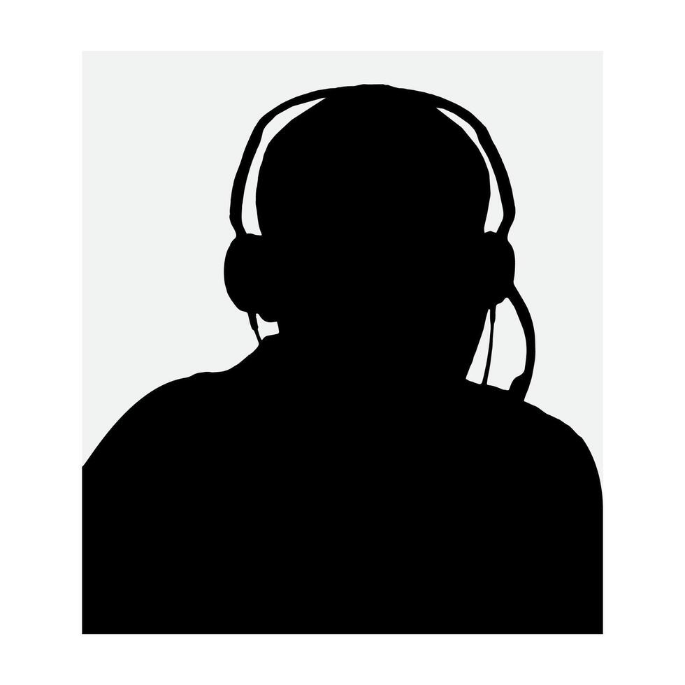 silhouette of a man with headphones on a white background. vector