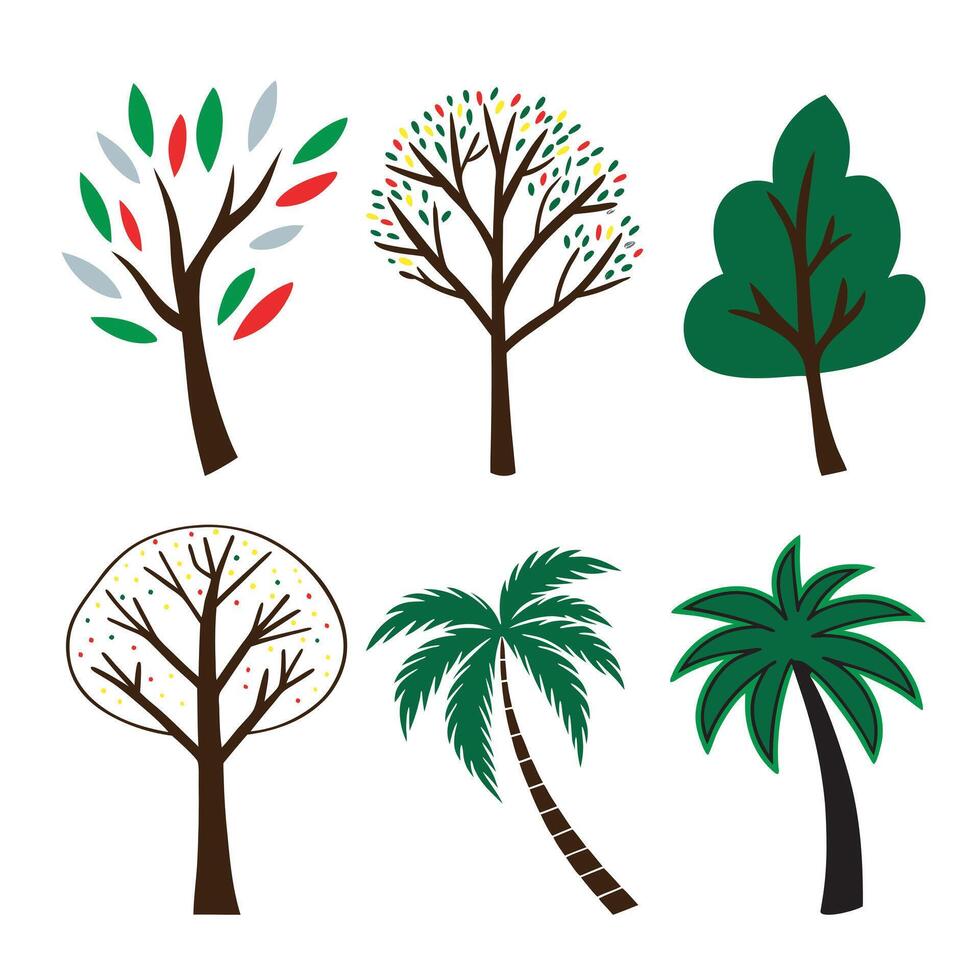 Elegant tree icon set. floral icon set. vector