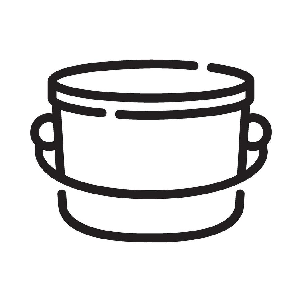 bucket Line Icon White Background vector