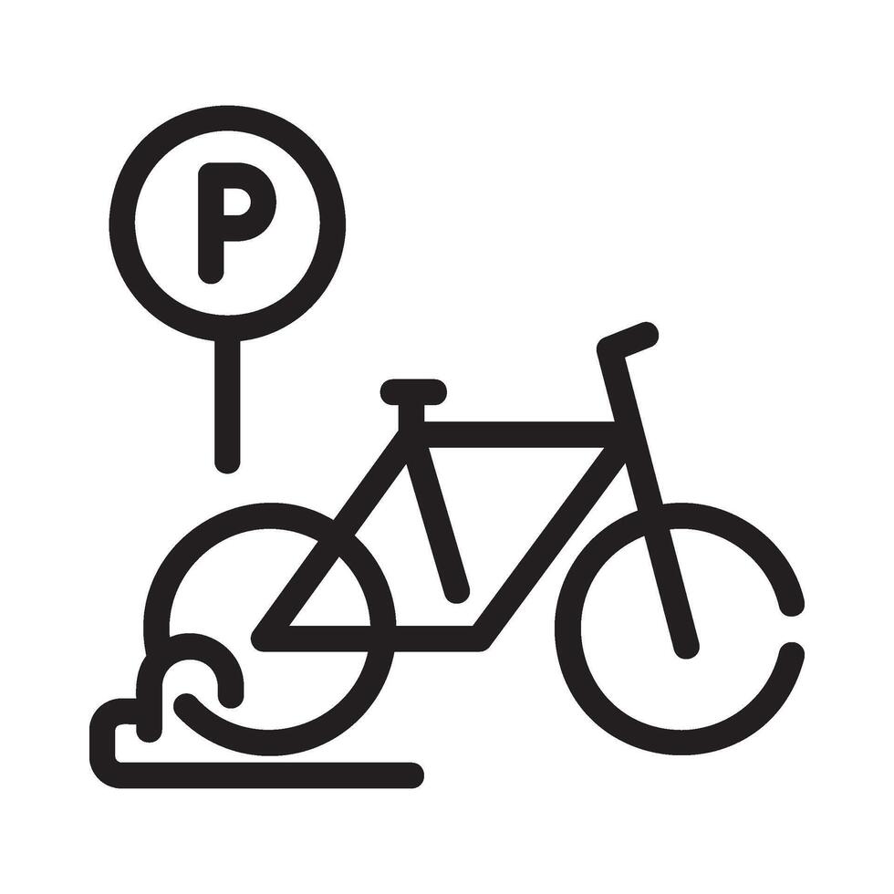 bicycle parking Line Icon White Background vector