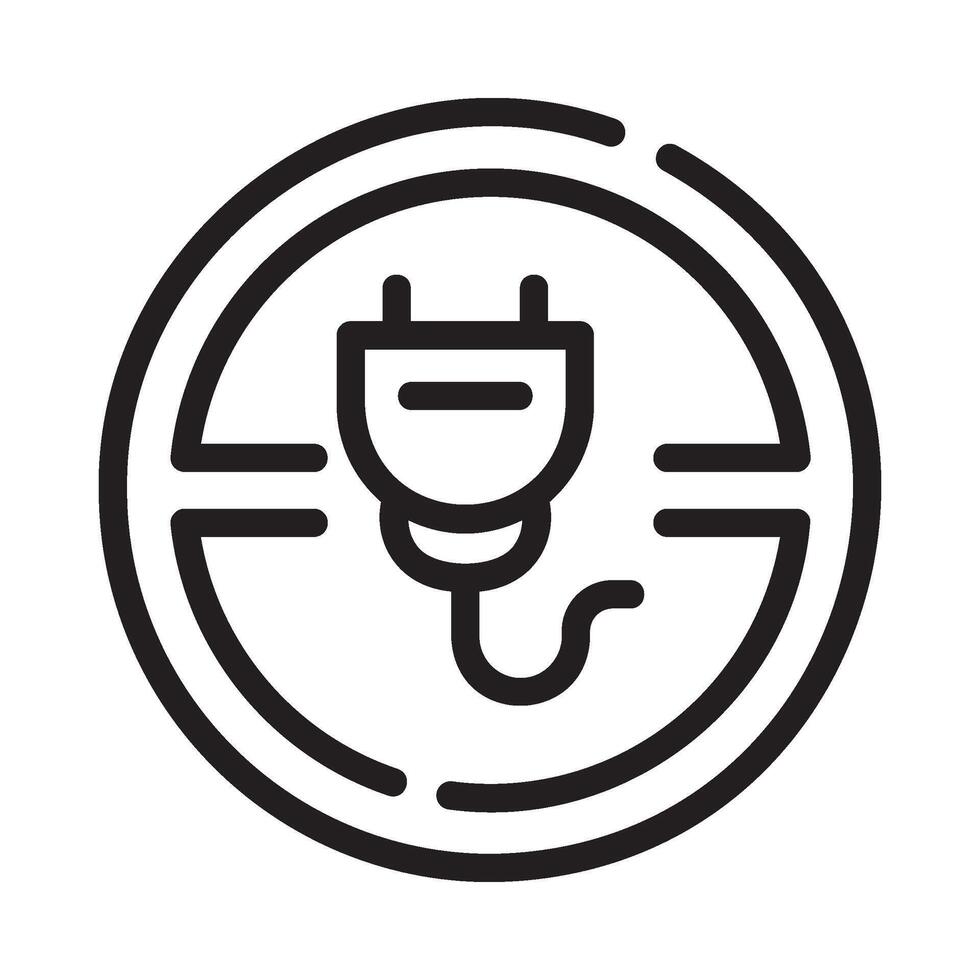 no plug Line Icon White Background vector