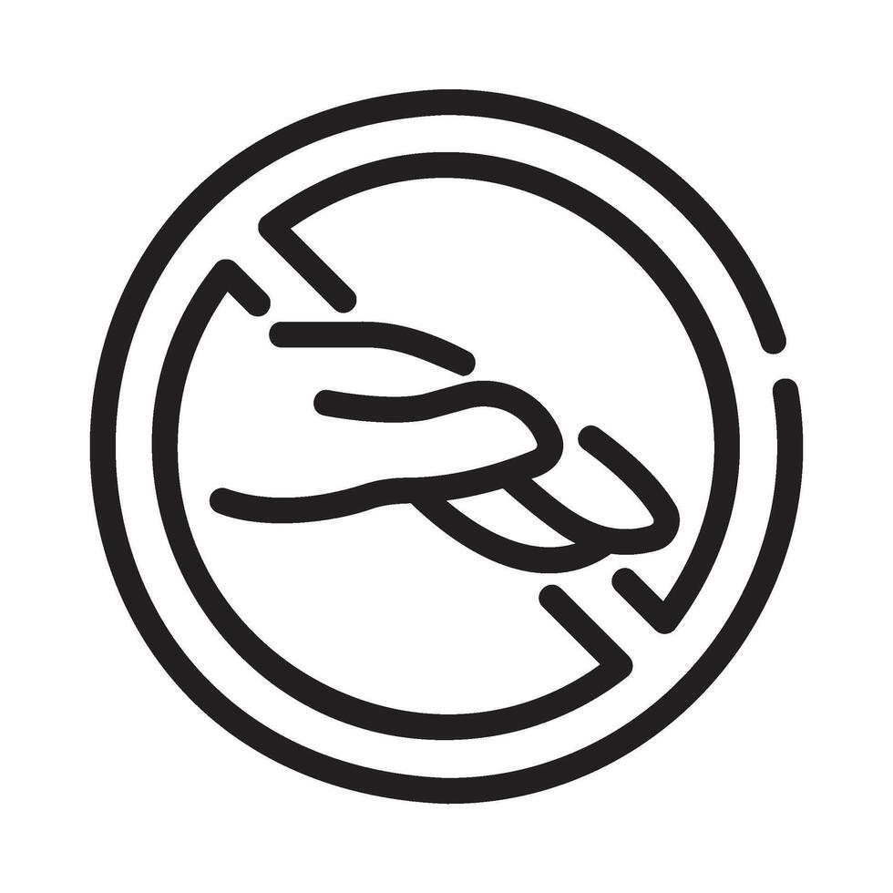 dont touch Line Icon White Background vector