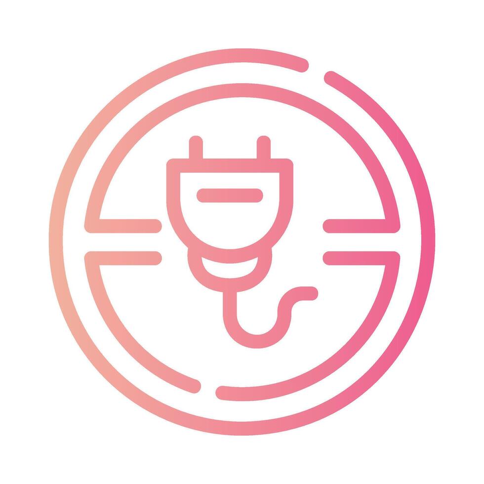 no plug Line Gradient Icon White Background vector