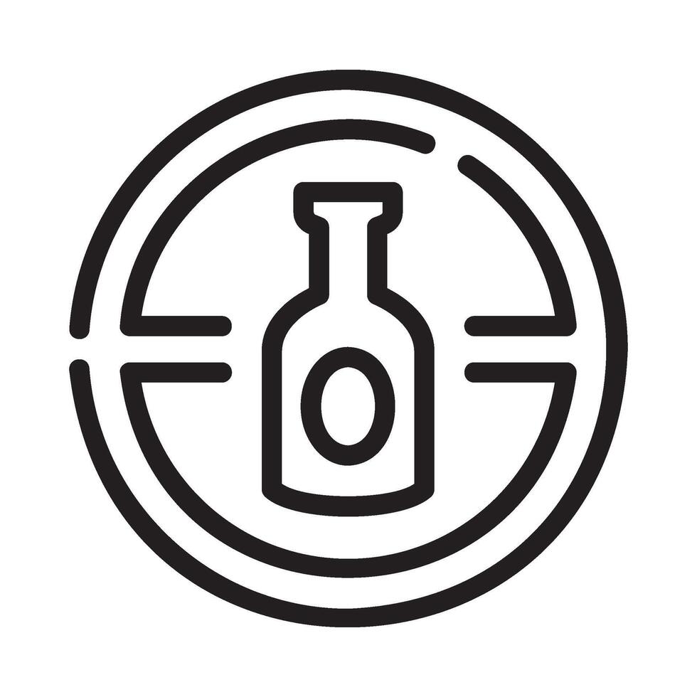 no alcohol Line Icon White Background vector