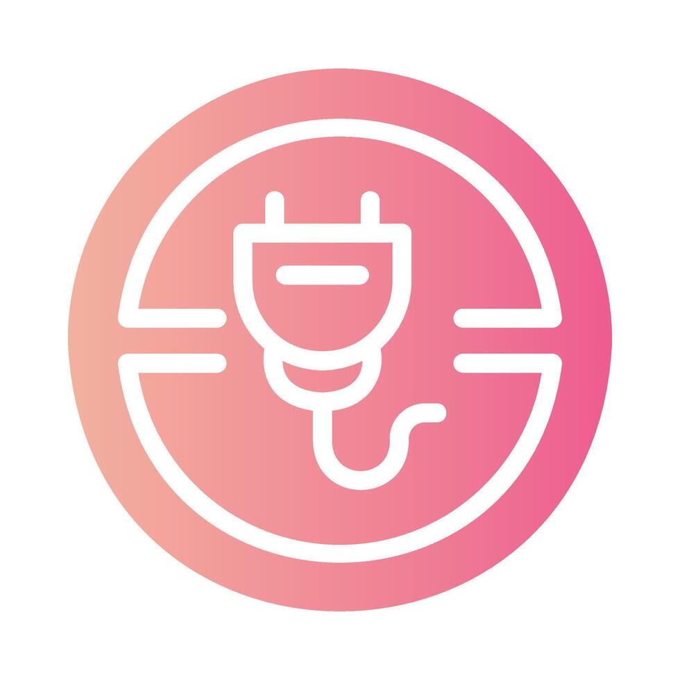 no plug Flat Gradient Icon White Background vector