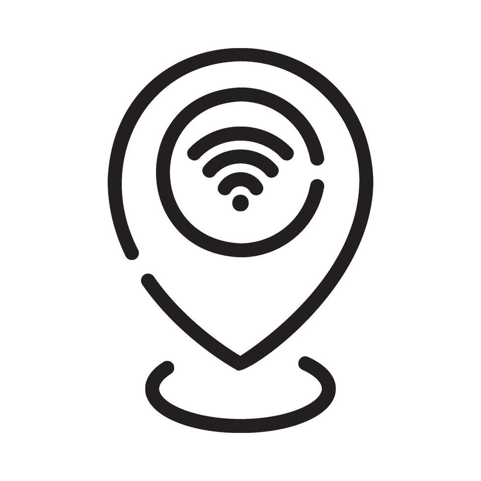 location Line Icon White Background vector
