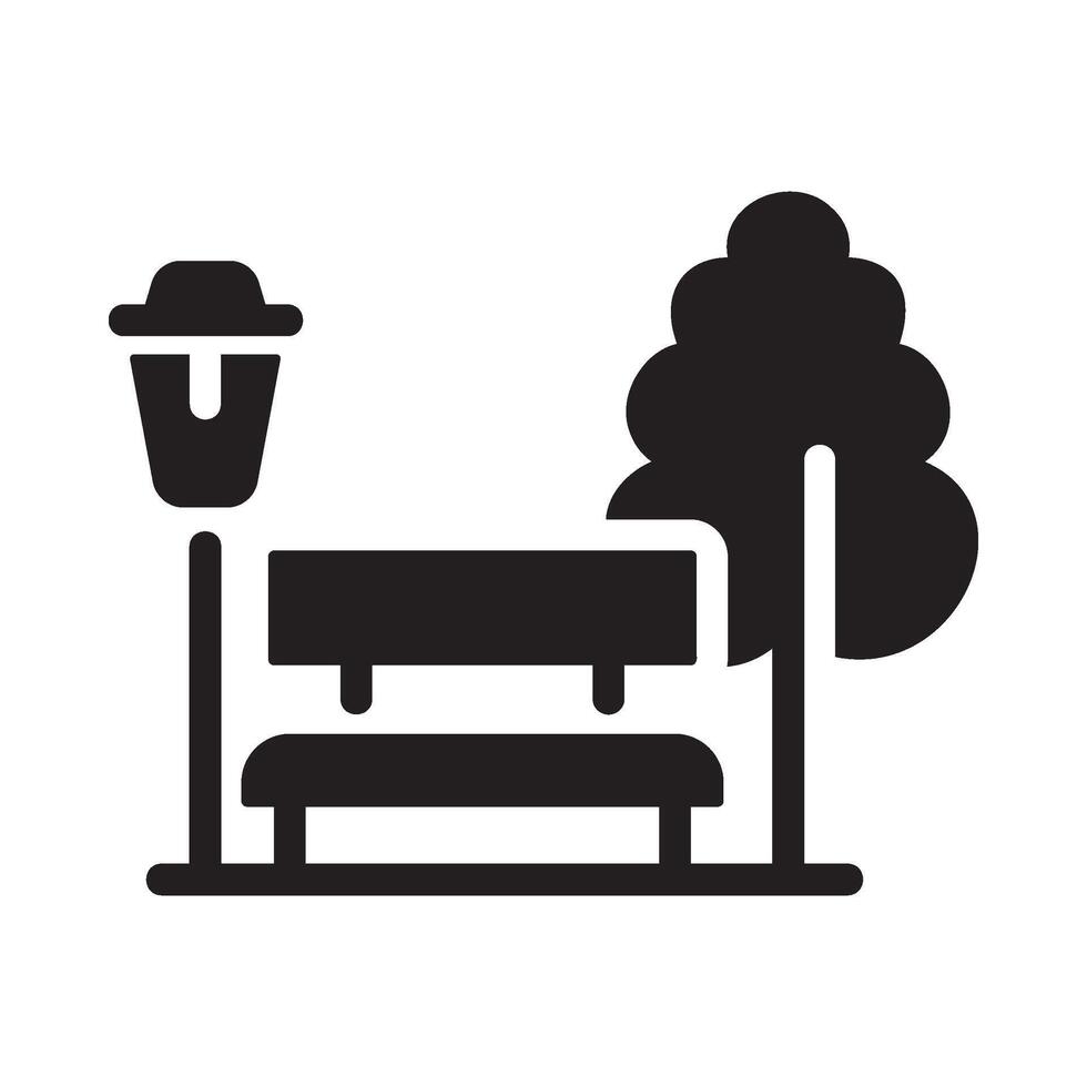 park Glyph Icon White Background vector