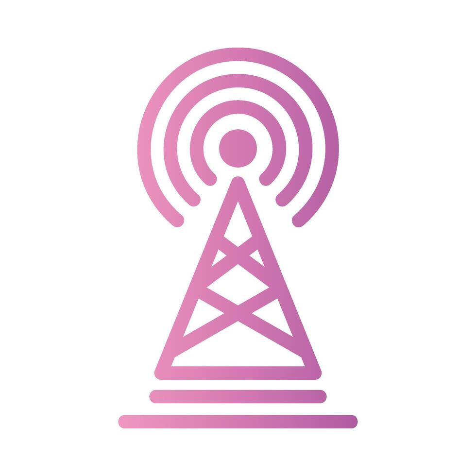 signal tower Flat Gradient Icon White Background vector