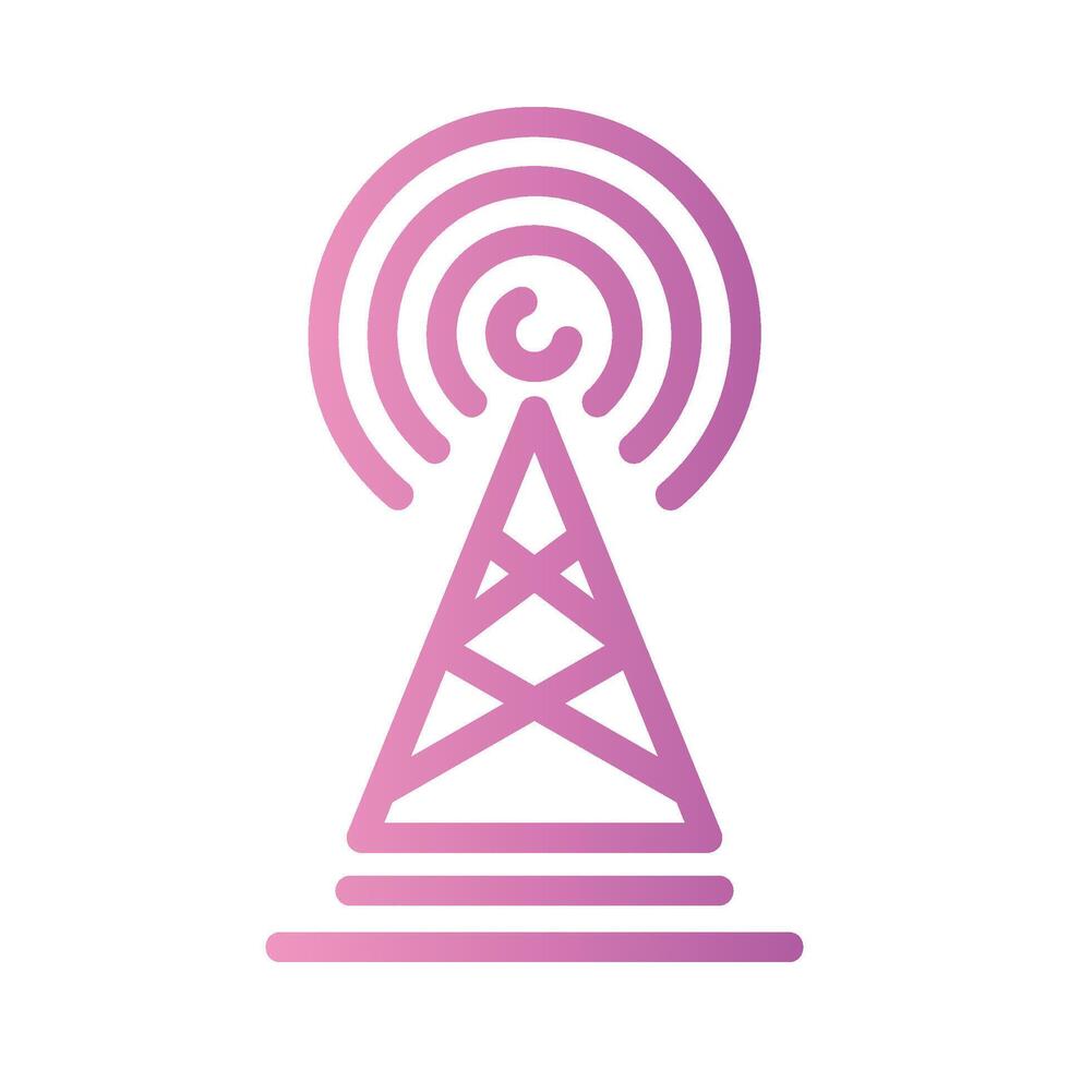 signal tower Line Gradient Icon White Background vector