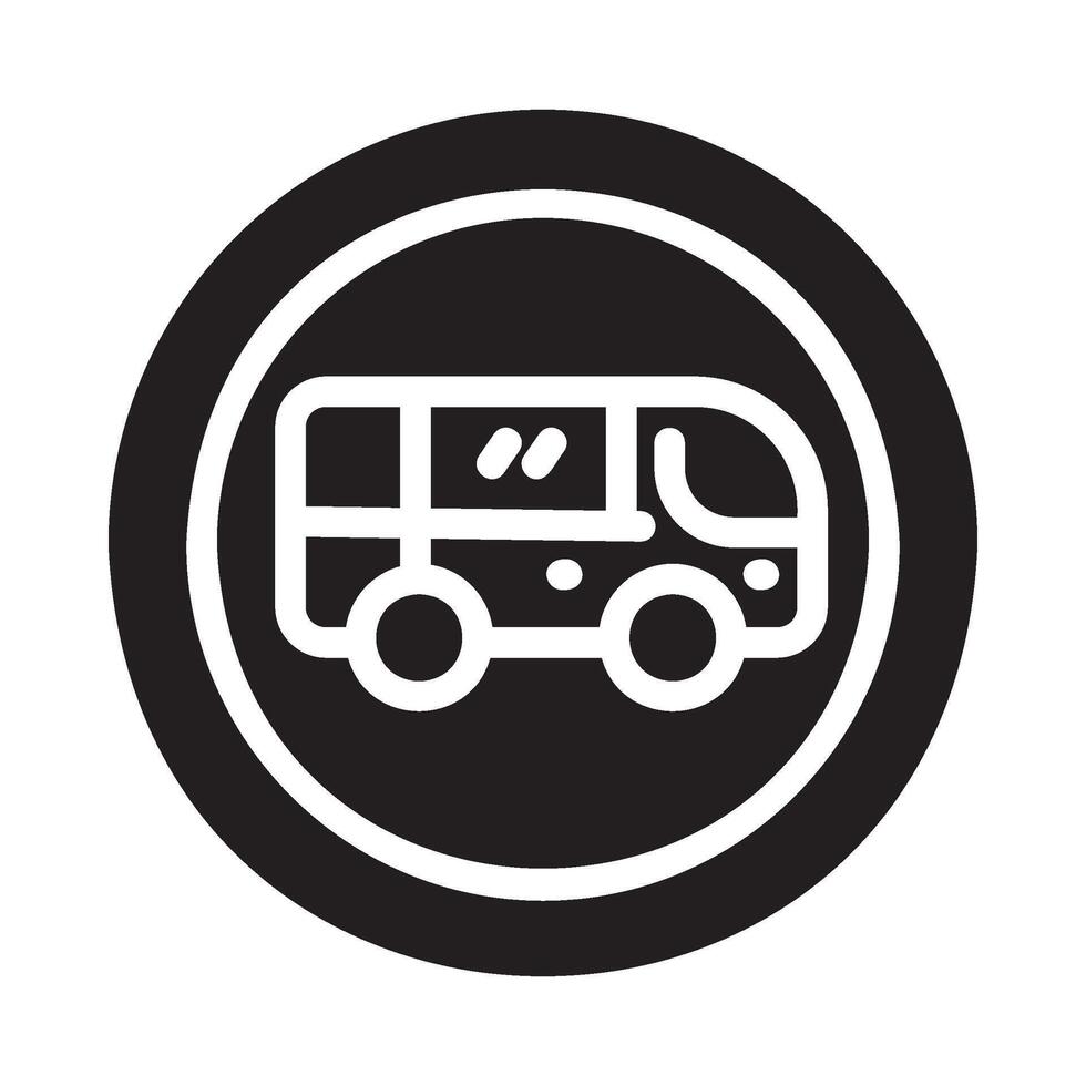 bus Glyph Icon White Background vector