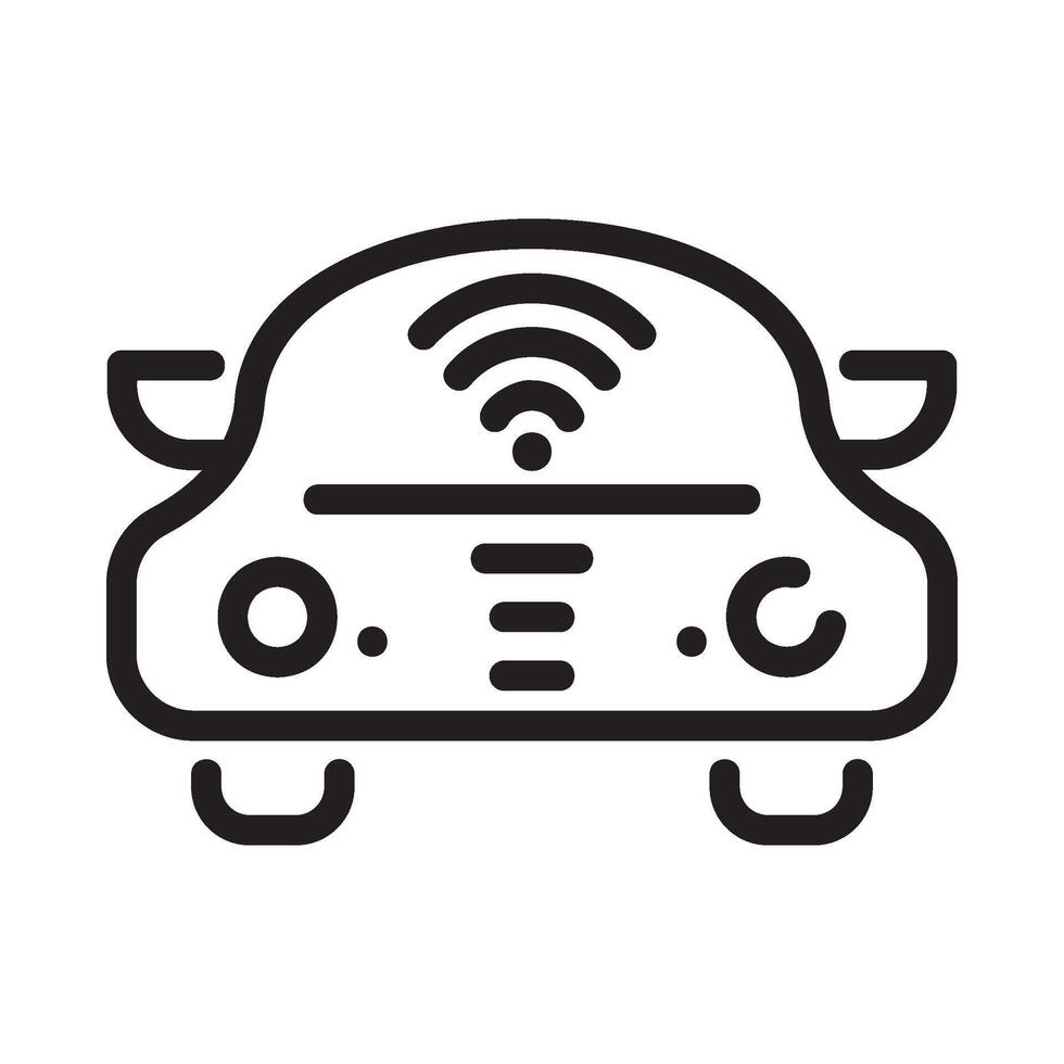 smart car Line Icon White Background vector