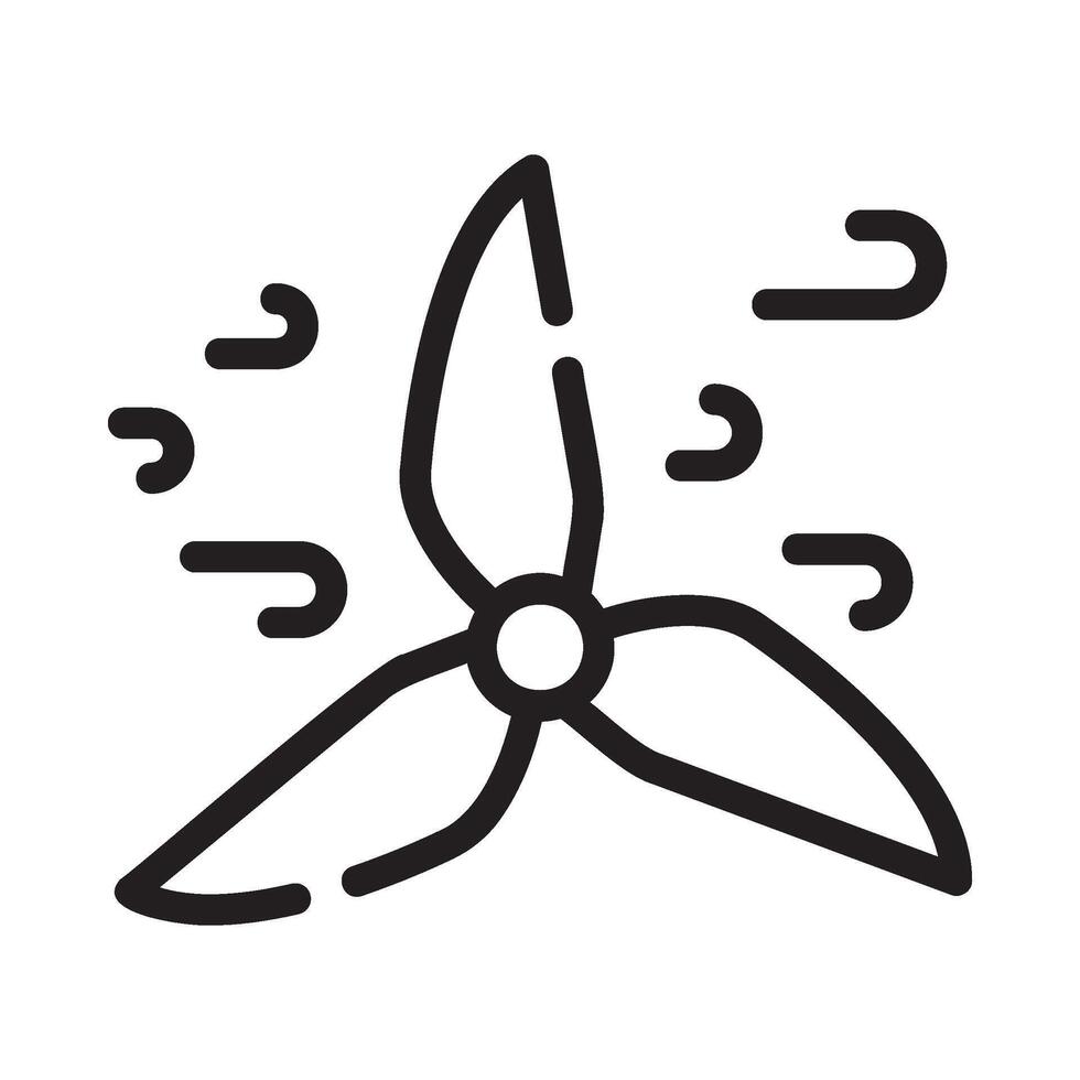 wind turbine Line Icon White Background vector