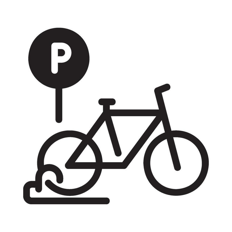 bicycle parking Glyph Icon White Background vector