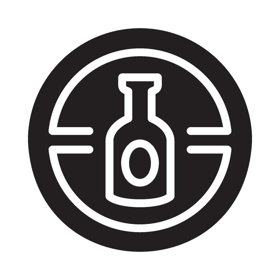 no alcohol Glyph Icon White Background vector