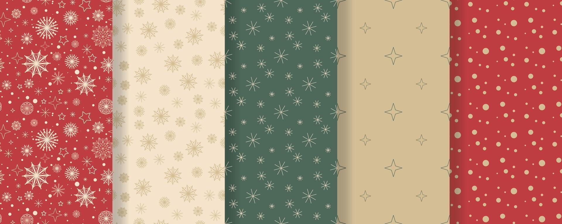 Set of winter seamless patterns for Christmas and New Year vector
