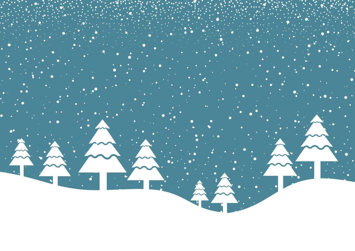 Minimal Christmas tree landscape with snowy sky vector