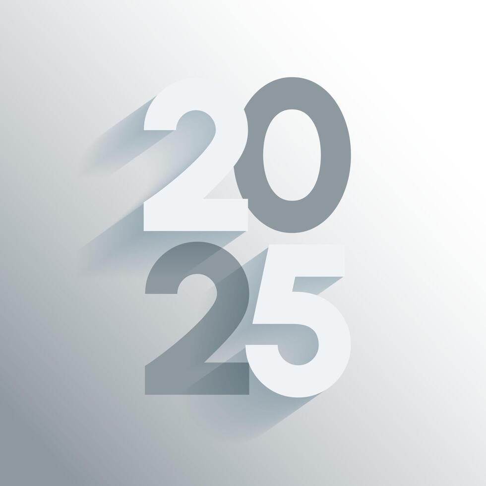 Happy New Year background with minimal grey and white modern text design vector