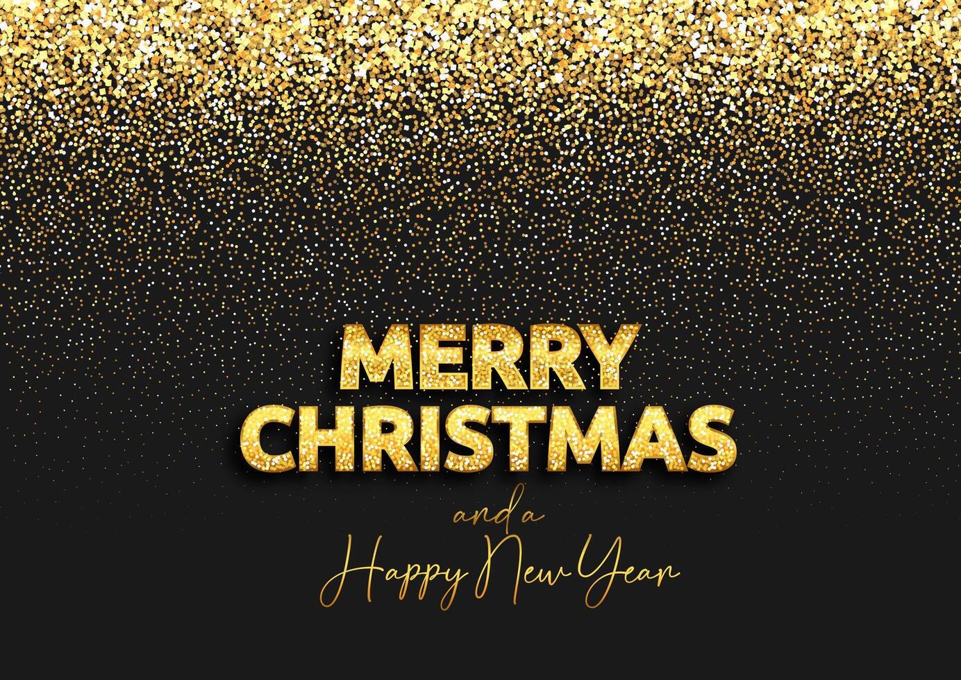 Glittery gold Merry Christmas background with sparkling confetti vector