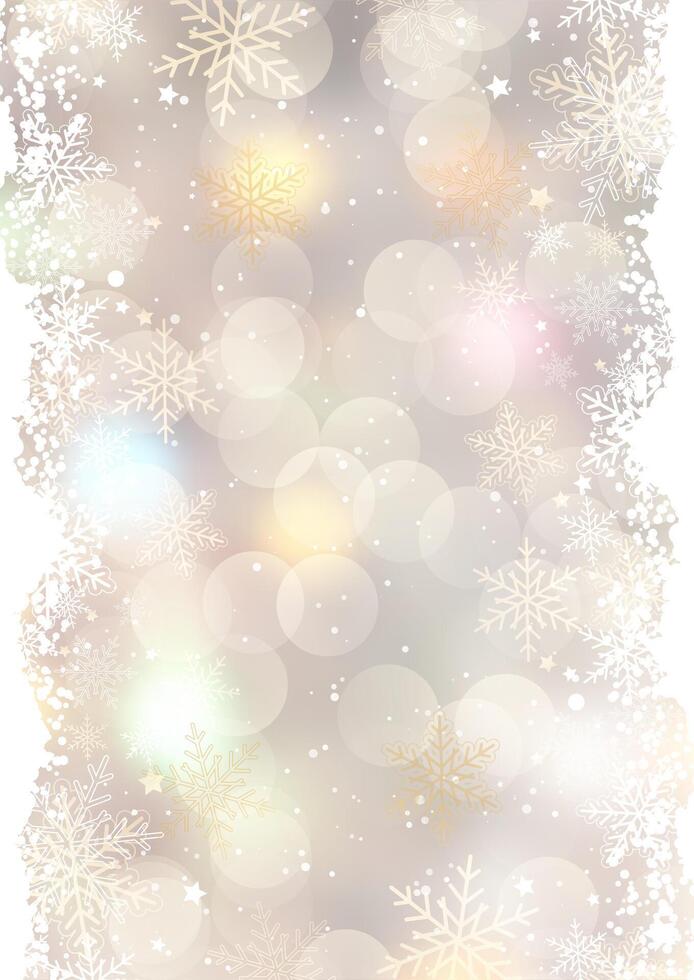 Elegant Christmas background with snowflakes and bokeh lights design vector