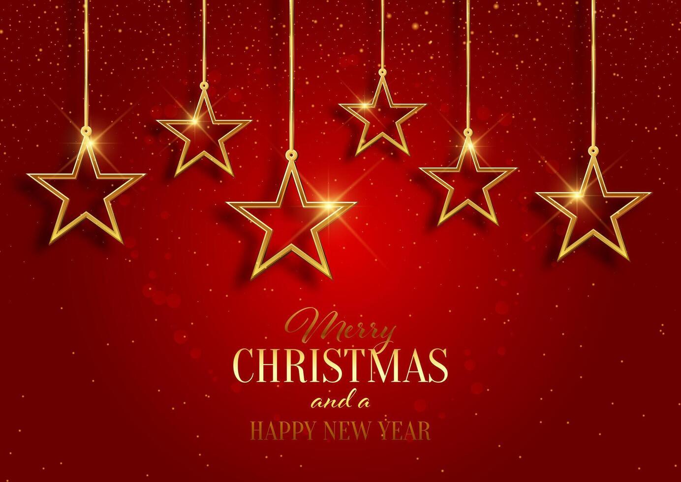 Elegant Christmas background with hanging gold stars design vector