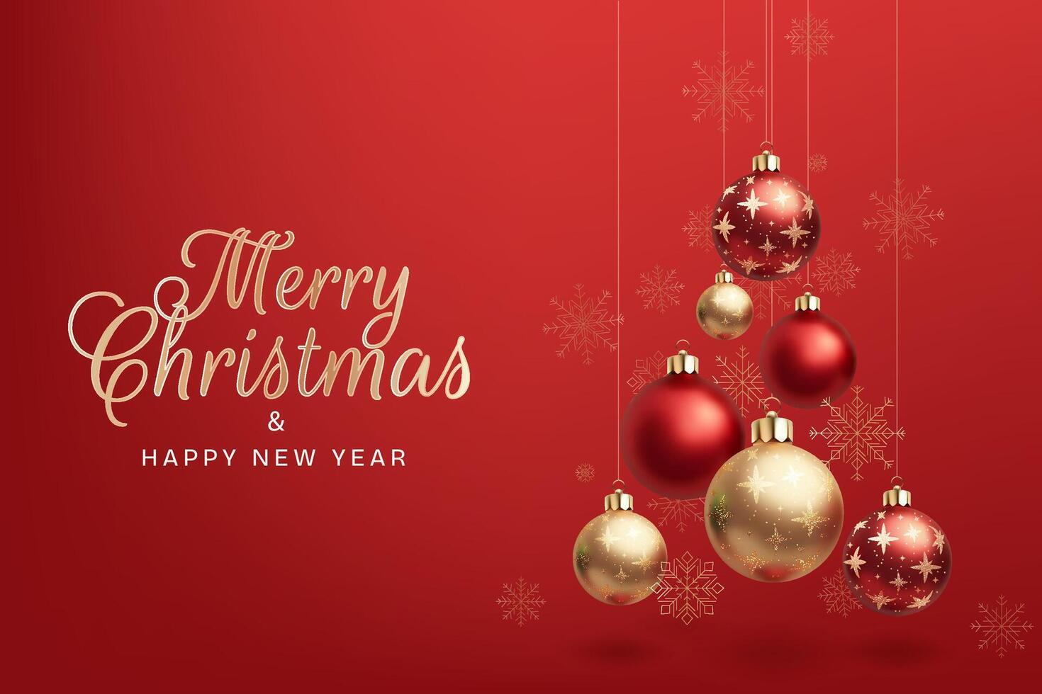 A 3D illustration of merry Christmas glass balls shaped like a tree, featuring shiny red and gold baubles. Perfect festive decoration for New Year, winter celebrations, and greeting cards. Not AI. vector