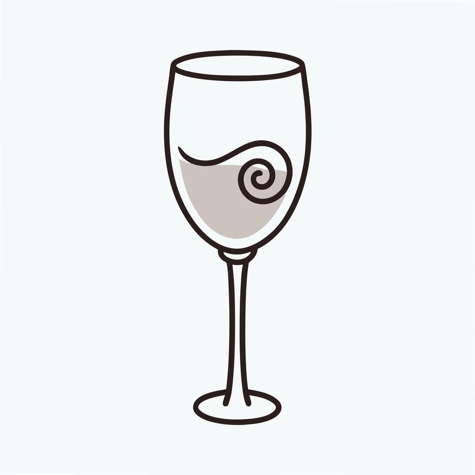 Elegant Wine Glass with Swirling Liquid in Line Art vector