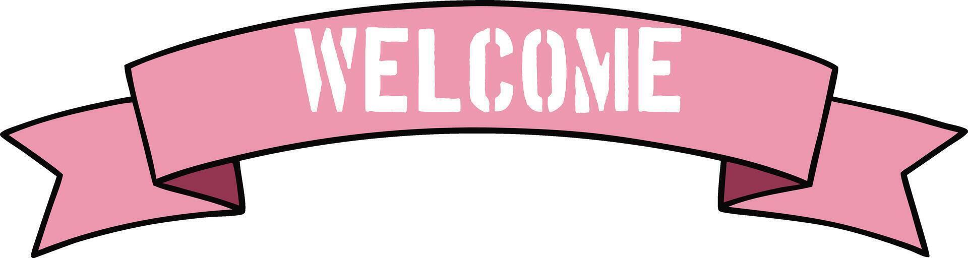 Pink Welcome Banner Ribbon Design Graphic Illustration vector