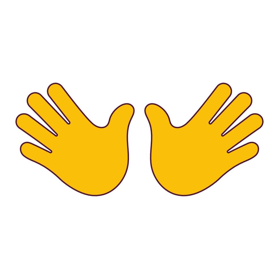 Two Open Hands for Greeting or High Five Gesture. Open Palms Gesture. Double Hands Emoji Icon. Isolated Illustration vector