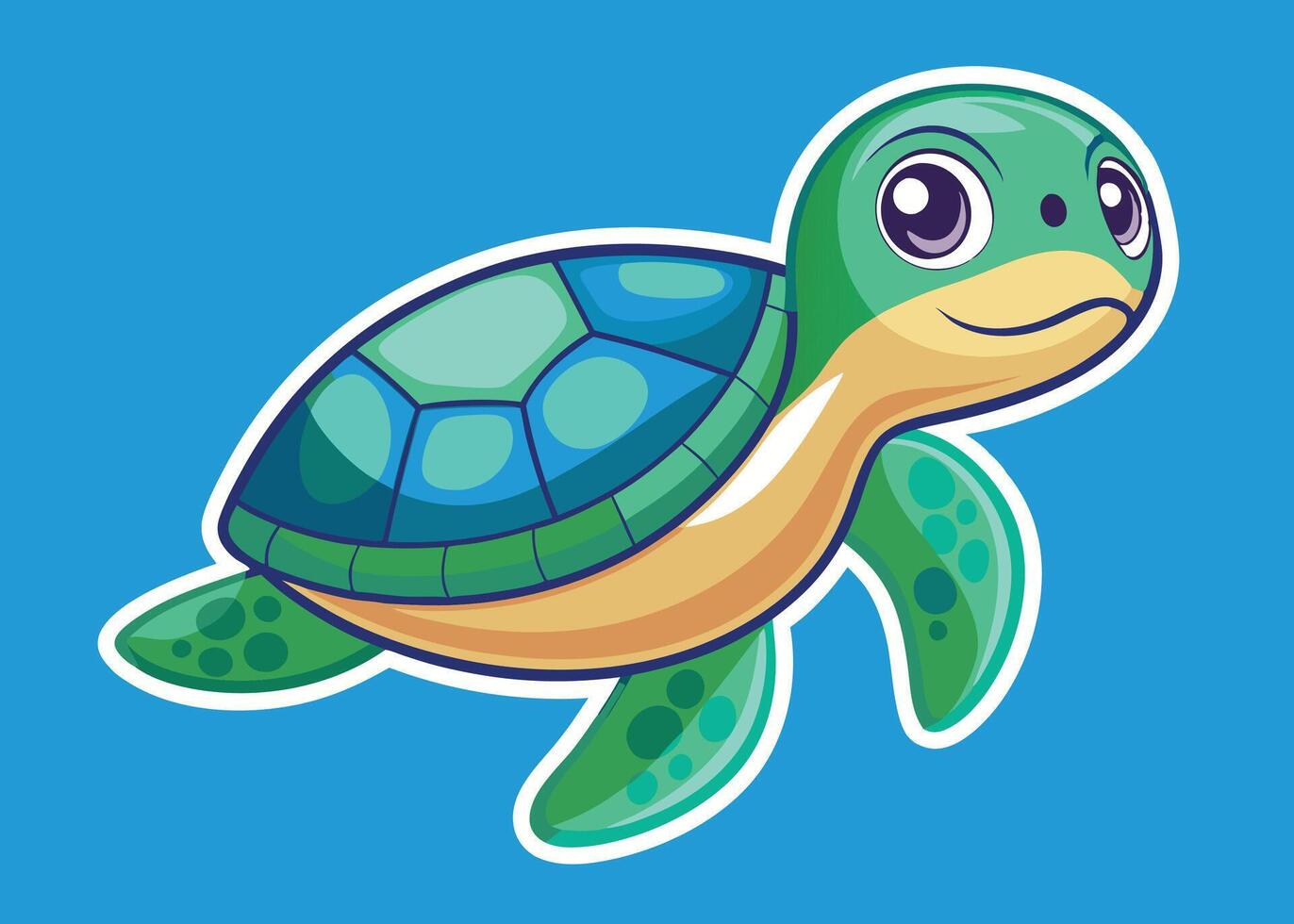 Cute Turtle Swimming Through the Ocean vector