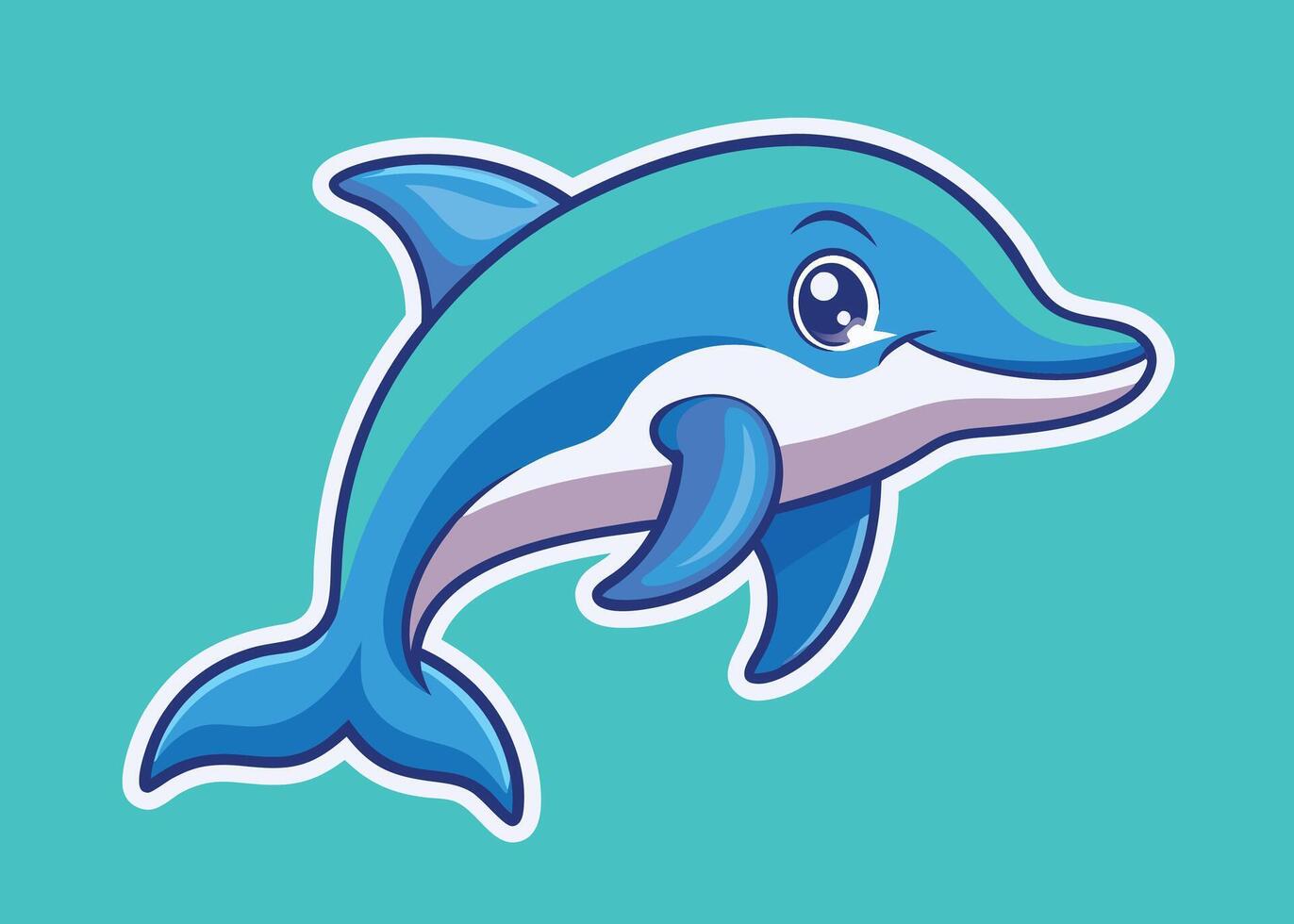 Happy Dolphin Jumping Over Waves vector
